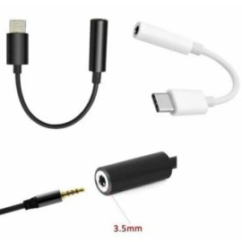 Unbranded USB-C Type C Adapter Port to 3.5MM Aux Audio Jack Earphone Headphone Cable USB - Brand New, Black