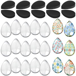 72 Pieces Craft Magnets Glass Ceramic Ferrite Magnet with Adhesive Backing and Transparent Clear Glass Cabochons for DIY Craft Fridge Refrigerator Pendants(1.77 x 1.22 Inch,Water Drop)