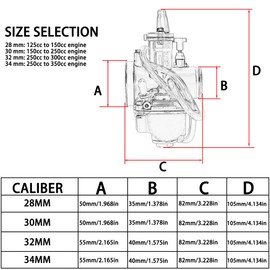 Enduro Motorcycle Flat Curtain Carburetor Compatible For Universal Keihin PWK 32mm Dirt Bike Scooter 2T 4T ATV Quad Go Kart Buggy 250-300cc Keihin Koso Oko