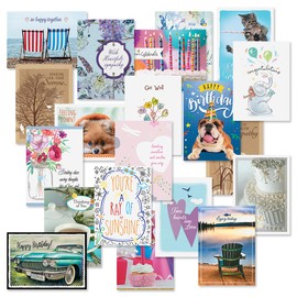 Modern Messages All Occasion Greeting Cards with Seals Value Pack - Set of 40 (20 Designs), Large 5 x 7 Inch Cards, Birthday, Sympathy, Get Well, More