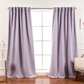 Best Home Fashion Premium Blackout Curtain Panels - Solid Thermal Insulated Window Treatment Blackout Drapes for Bedroom - Back Tab & Rod Pocket – Lilac - 52" W x 63" L - (Set of 2 Panels)