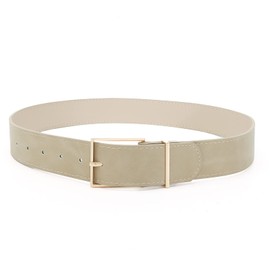Tanpie Women Wide Waist Belt for Dresses Jeans with Gold and Silver Buckle Beige Medium