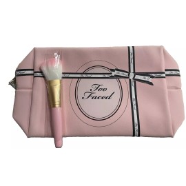 Too Faced Makeup Cosmetic Bag in Pink & Too Faced Brush Set of 2