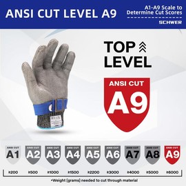 Schwer SlicePro ANSI A9 Cut Resistant Glove PR1706, Stainless Steel Mesh Metal Glove, Food Grade for Kitchen Cooking, meat gloves hands Butcher Meat Cutting, Oyster Shucking, Mandoline, Fishing  (Pack of 1) Springtok Safety:_Small