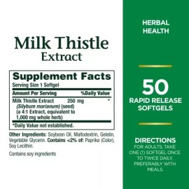 Nature's Bounty Milk Thistle, Herbal Health Supplement, Supports Liver Health,