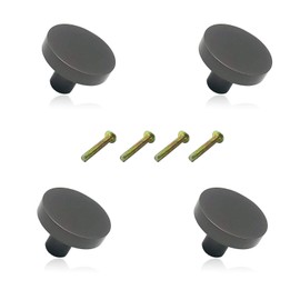 4 Pcs Zinc Alloy Round Single Hole Handle,Cupboard Door Round Handle Knob with Screws,Home Decorating for Wardrobe Door,Cabinet Doors and Home Decorating(25mm*32mm)
