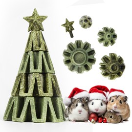 TEEWY Christmas Tree Guinea Pig Toys, Natural Vegetables, Fruits and Timothy, Hamster Chew Toys for Teeth, Guinea Pig Toys Enrichment, Animal Chew Toys for Chinchilla, Hamster, Rat, Gerbil
