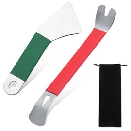 LEONTOOL 2 PCS Auto Trim Removal Tool Kit, Stainless Steel Metal Pry Tool Car Trim Removal Tool, No-Scratch Pry Bar Car Clip Removal Tool for Car Interior Door Panel, Dashboard, Clips, Baseboard