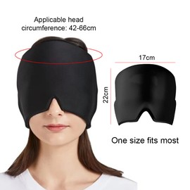 Migraine Relief Cap, Cooling Mask Face, Migraine Mask Hat, Gel Cold Therapy Mask Against Cold Warm Compress for Migraines, Stress Relief, for Swollen Eyes, Stress Relief (Black)