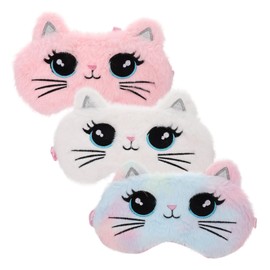 Mikinona 3Pcs Portable Cat Eye Mask Lightproof Sleeping Eye Cover for Travel for Trains Hotels and Naps Cute Decorative Blindfold for Comfortable Rest