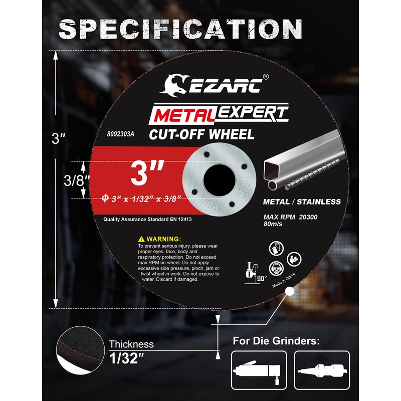EZARC Cut Off Wheels 24 Pack, 3” x 1/32” x