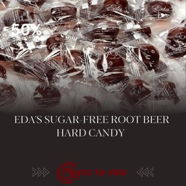 1LB Eda's Sugar Free Root Beer Hard Candy by Nuts To You | Zero Sugar Zero Carbs Fat Free Candies Bulk in Box | Individually Wrapped, OU Parve, Uses Sorbitol, Low Sodium