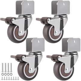 Skelang 4 Pcs U Type Swivel Castors Furniture Castors 50mm Wheels with Rubber Brake Plate Opening 20mm Load Capacity 27kg per castor
