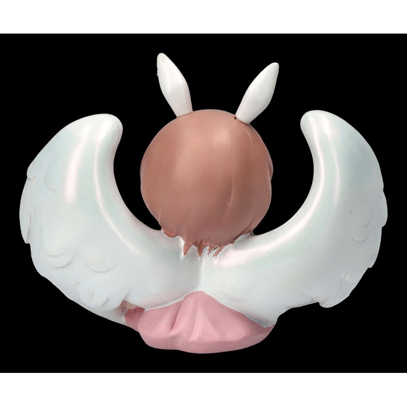 Pink Angel Figurine with Wings and Rabbit Ears, 10 cm