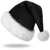 Seiddons Black Christmas Santa Hat Adults Deluxe Black and White