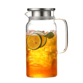 Teapot Glass Tea Maker Large Capacity Heat Resistant Juice Bottles with Removable Stainless Steel Cover