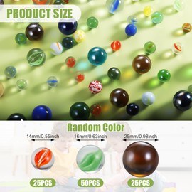 Yimomoyi 100 PCS Glass Marbles, 3 Sizes Assorted Colors Round Marbles Toy, Colour Mixed Glass Marbles for Kids Marble Games DIY Home Decoration