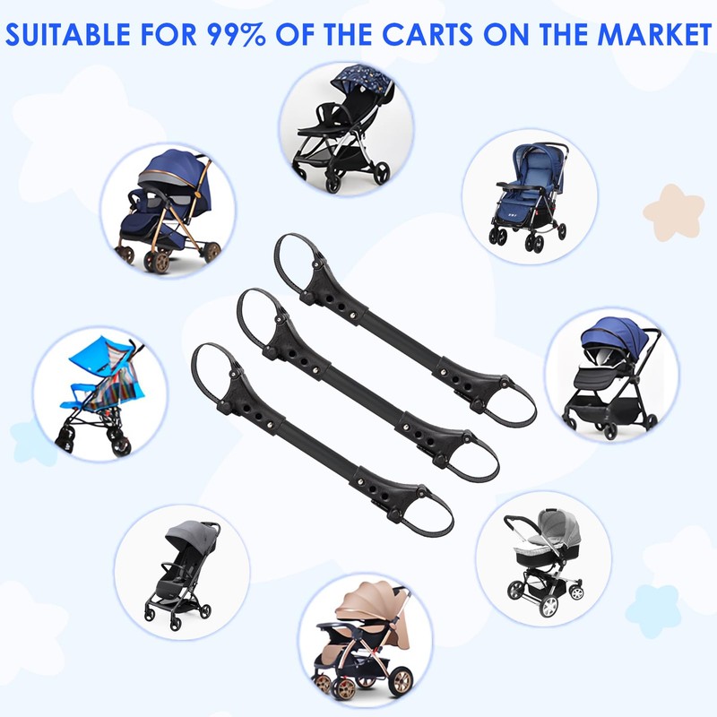 Pack of 3 Twin Pushchair Connectors, Double Pram Connectors Made