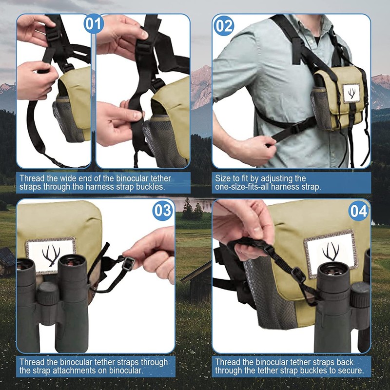 Celticbird Binocular Harness Chest Pack, Binoculars Harness and Case, Binocular