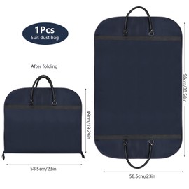 Suit Bag 60 x 100 cm Foldable Premium Garment Bag Breathable Garment Bag Suit with Carry Handle Travel Garment Bags for Suit Full Dress with Zip Oxford Fabric (Dark Blue)