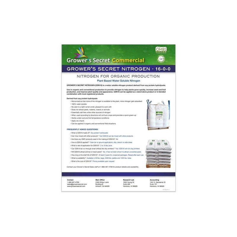 Grower's Secret Nitrogen 16-0-0 • Organic • Readily Available For