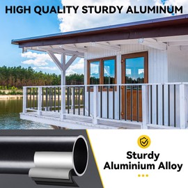 Rengue Balusters Deck Spindles, 101 Pack Staircase Baluster with Screws, 26" Metal Deck Spindle and Stairs Railing, Stylish Aluminum Deck Railing for Outdoor, Indoor Stair Deck Porch Railing (Black)