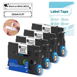 Replacement for Brother Label Maker Tape 12mm 0.47 White Laminated Tze Tz Tape TZe-231 Compatible with Brother P-Touch PT-D210 D220 H110, H1100 D210S D480BT E1000 Label Tape, VolenGo 3B21Z 4Pk