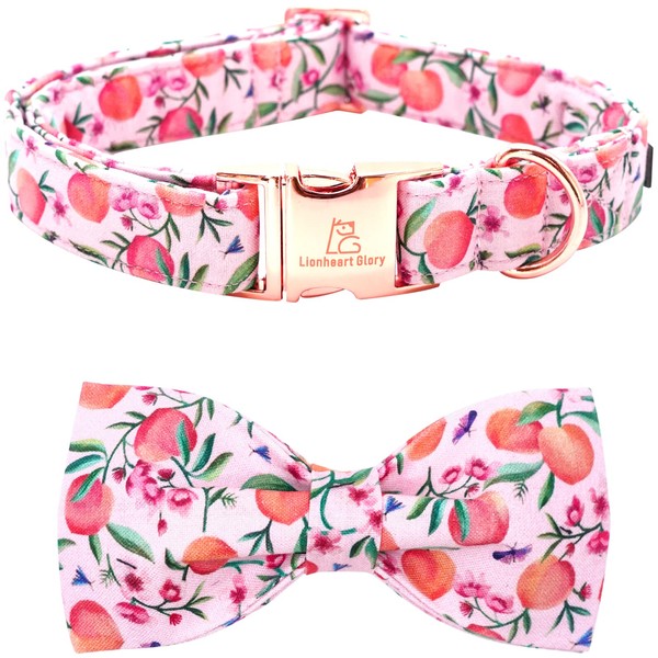 Lionheart glory Dog Collar with Bow Tie Pink Peach Dog