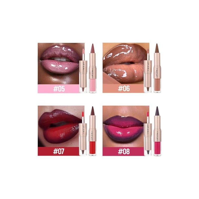 Lápiz de Labios y Pintalabios Líquido 2 en 1 con