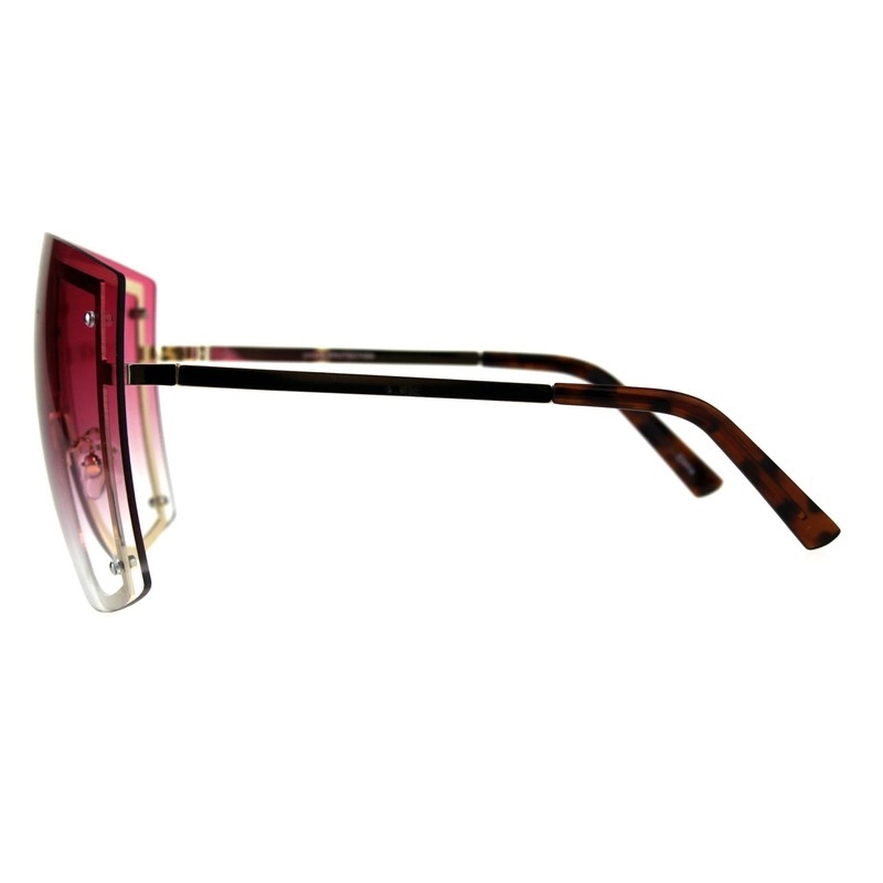 Extra Oversized Shield Robotic Futuristic Gradient Lens Sunglasses Gold Pink