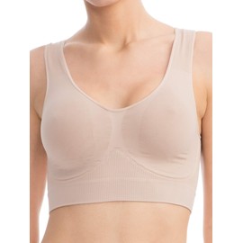 FarmaCell Bodyshaper 618 - Stretchy Breast Supportive Push Up Bra with Wide Shoulder Straps, beige
