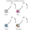 PiercedOff 316L Surgical Steel Nose Screw with Multiple Rainbow CZ