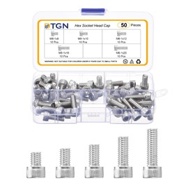 DTGN M6x1x8/10/12/16/20 Hex Socket Head Cap Screws Blots Assortment Kit - 50Pack - Good for Mountain Bike, Auto, Motorcycle - 304 Stainless Steel Machine Screws Bolts - Silver