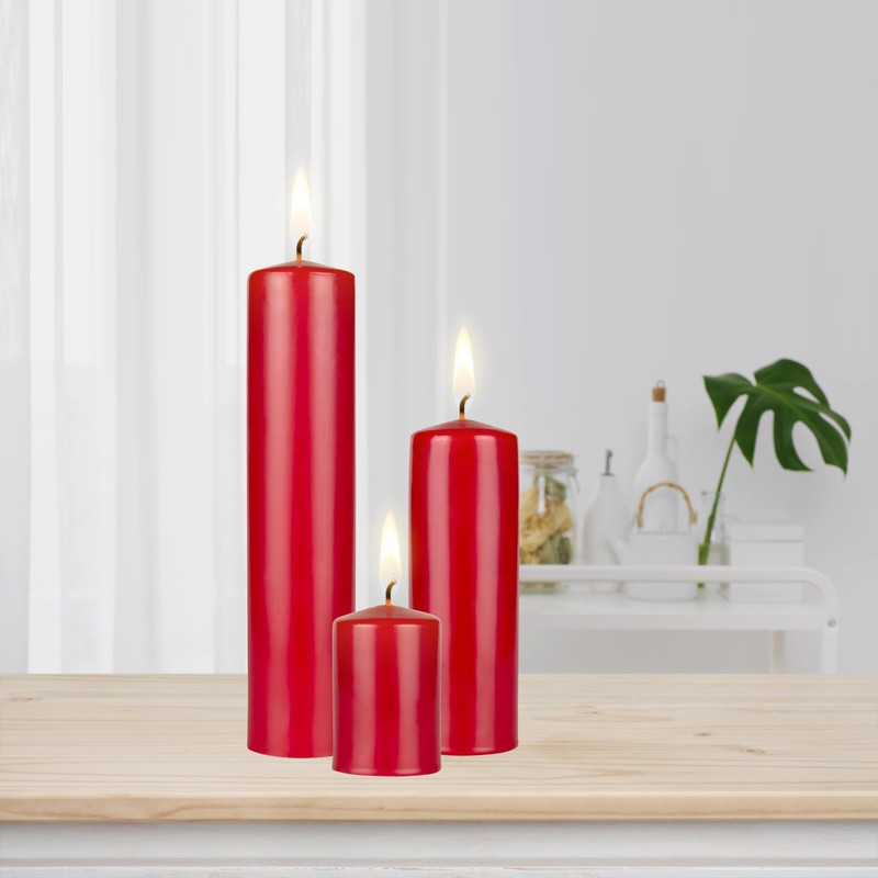 Mega Candles 1 pc Unscented Solid Dome Top Red Pillar