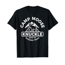 Camping Camp Moose Knuckle Since '86 Pitching Tents Grunge T-Shirt