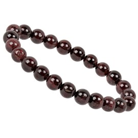 Eledoro PowerBead, Women’s Stretch Bead Bracelet, Made of 8 mm Gemstone Beads, 17 - 18 cm, gemstone, Red-brown