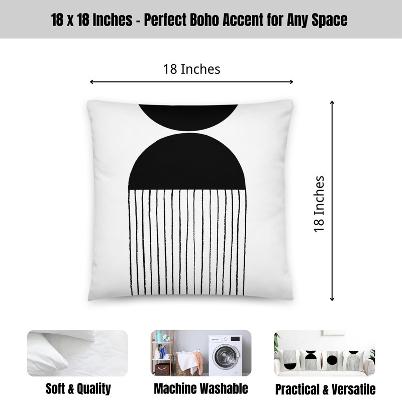 Sagielio Black and White Throw Pillow Covers 18x18 Inches Set