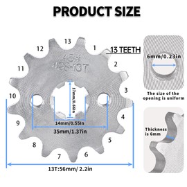 428 13T 17mm Motorcycle Front Engine Sprocket for 50cc 70cc 110cc 125cc 140cc 160cc Honda TaoTao Roketa Coolster Sunl Lifan Chinese ATV Quad Dirt Bike