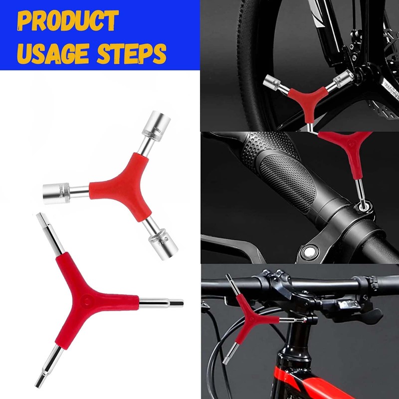 MOAZIFI Spoke Wrench Bicycle 7-Piece Set, Spoke Tensioner with Rubber