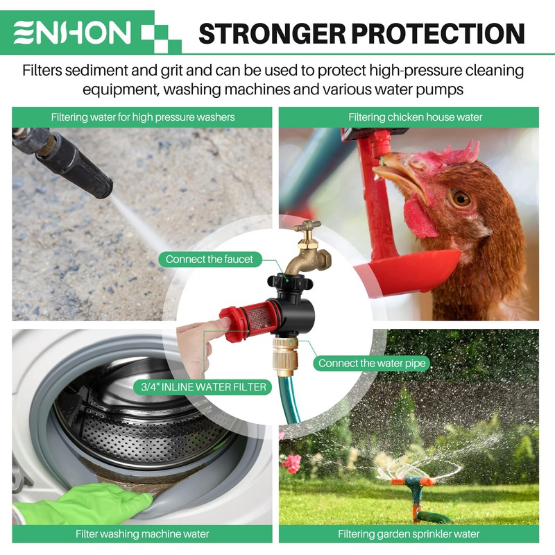 Enhon 4 Pack Inline Water Filter for Garden Hoses, Garden