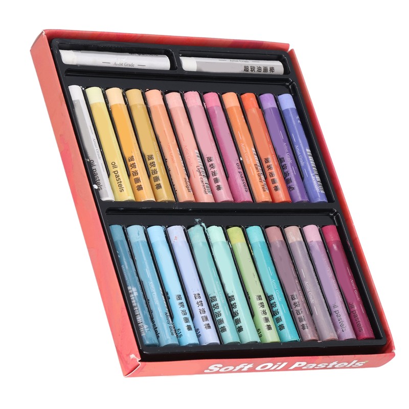26pcs Oil Pastels 24 Colors Soft Creamy Safe Reliable DIY