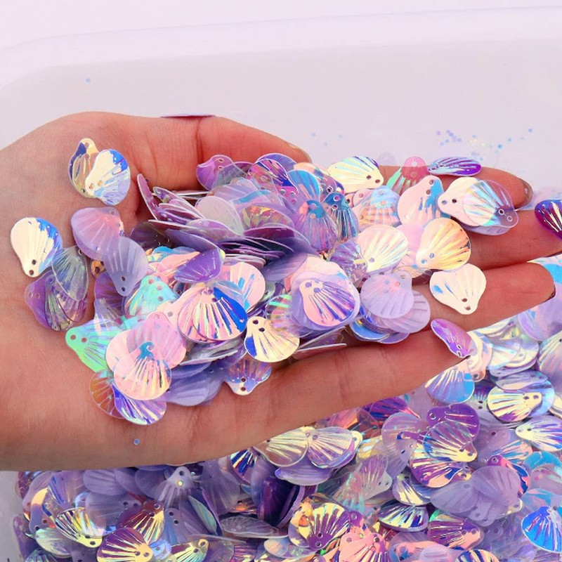 Pack of 360 Shell Sequins, Shell Shape Sequins Craft Loose