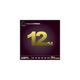 Picato 90660 80/20 Bronze Round Wound 12-54 Acoustic Guitar Strings, Set of 6 Pieces