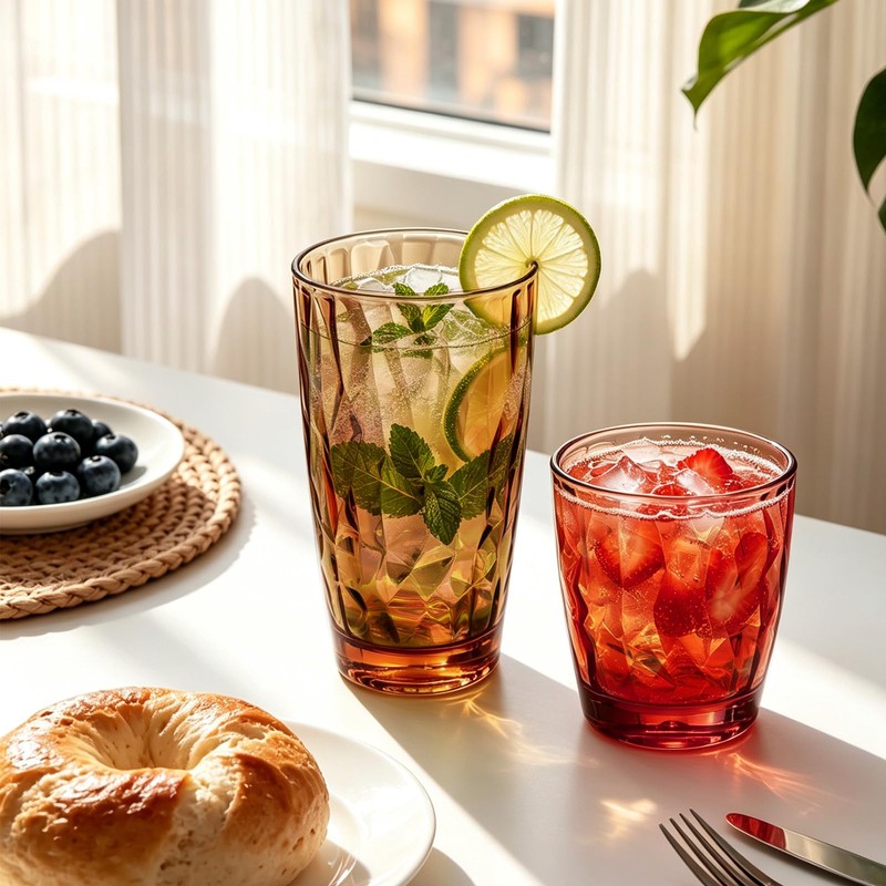 Plastic Tumblers Drinking Glasses Set of 8, 10oz & 16oz