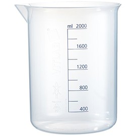 Vitlab Polypropylene Griffin Cup, High Shape, Graduated, Transparent, 2000 ml Capacity, Height 187 mm