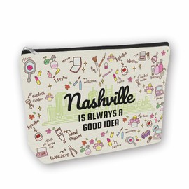 Girlly Nashville Travel Christmas Gift: Perfect Makeup Bag Nashville Is Always A Good Idea For Teen Girl & Women Travellers.Ideal Trip Gift Cosmetic Bag For Travel, Parties, Birthdays.