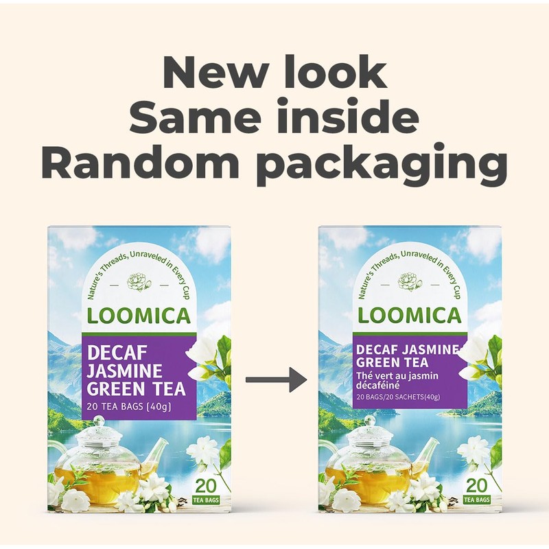 LOOMICA Decaf Jasmine Green Tea, Decaffeinated, Smooth & Refreshing Jasmine