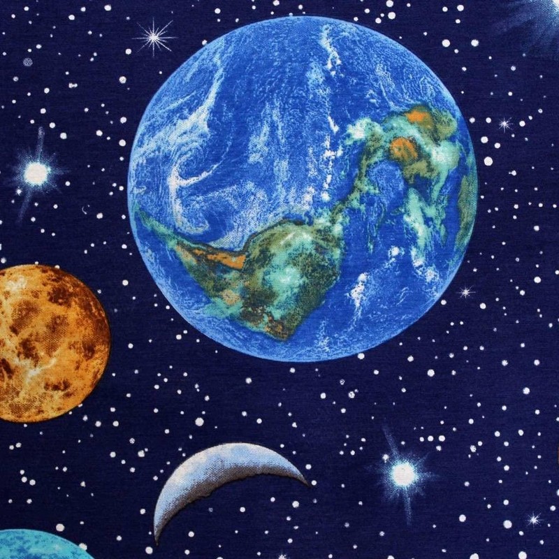 Planet Earth Fabric Home Decor Curtains Upholstery Cotton Galaxy Planets