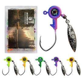 Bombite Crappie Jigs Crappie Jig Heads with Spinner 1/8 oz Underspin Fishing Jig Heads for Crappie Panfish Bass Fishing Jig Head 40pcs