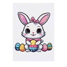 'Easter Bunny With Eggs Kawaii Style' Temporary Tattoo - Water Resistant, Skin-Safe, Non-Toxic Transfer (TO00070025)